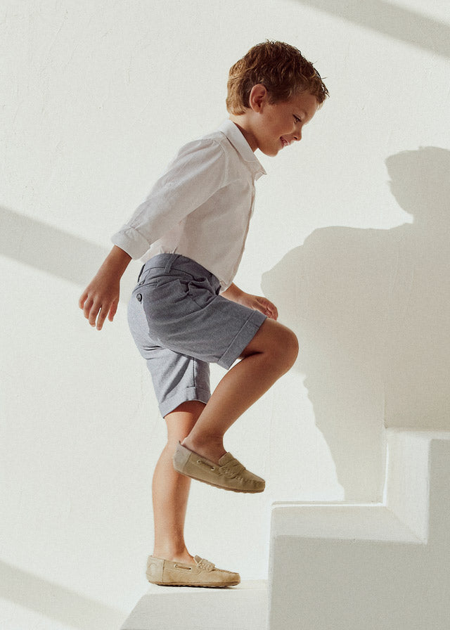 Boys blue hot sale linen shorts