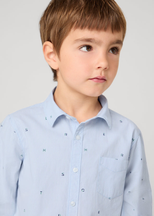 AW24 Mayoral Boys Blue Stripe Shirt 4110