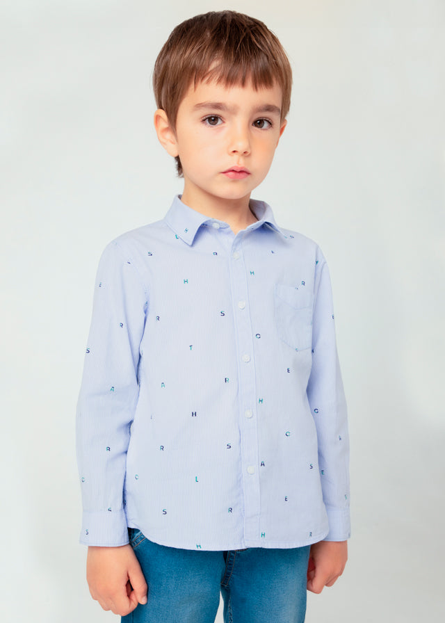 AW24 Mayoral Boys Blue Stripe Shirt 4110