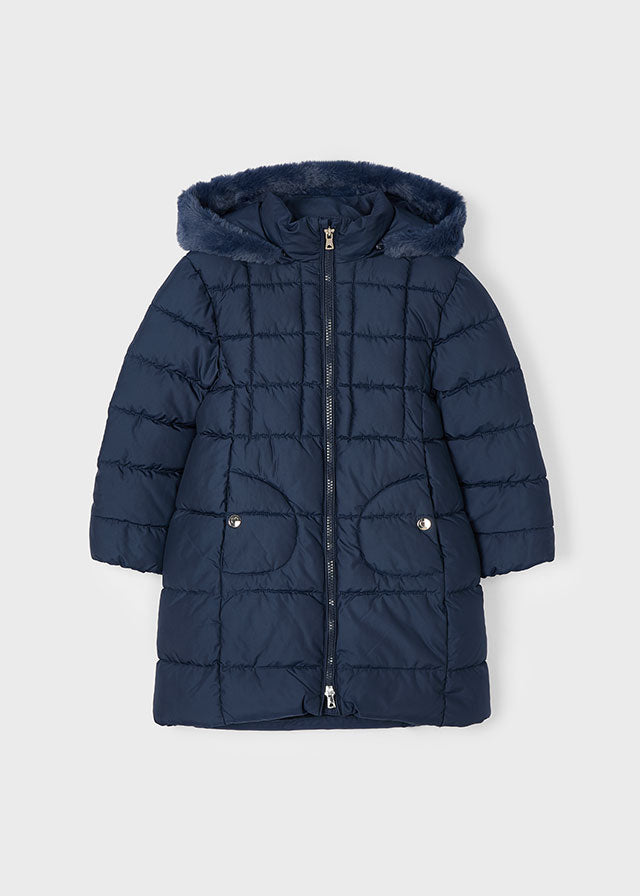 AW24 Mayoral Girls Navy Blue Coat 4490