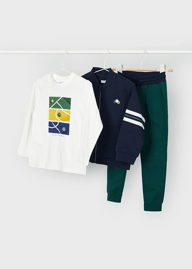 AW24 Mayoral Boys Navy Blue & Green Tracksuit 4880