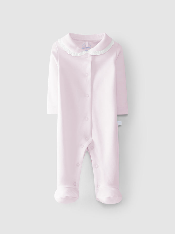 AW24 Laranjinha Baby Pink Ruffle Collar Babygrow I4001