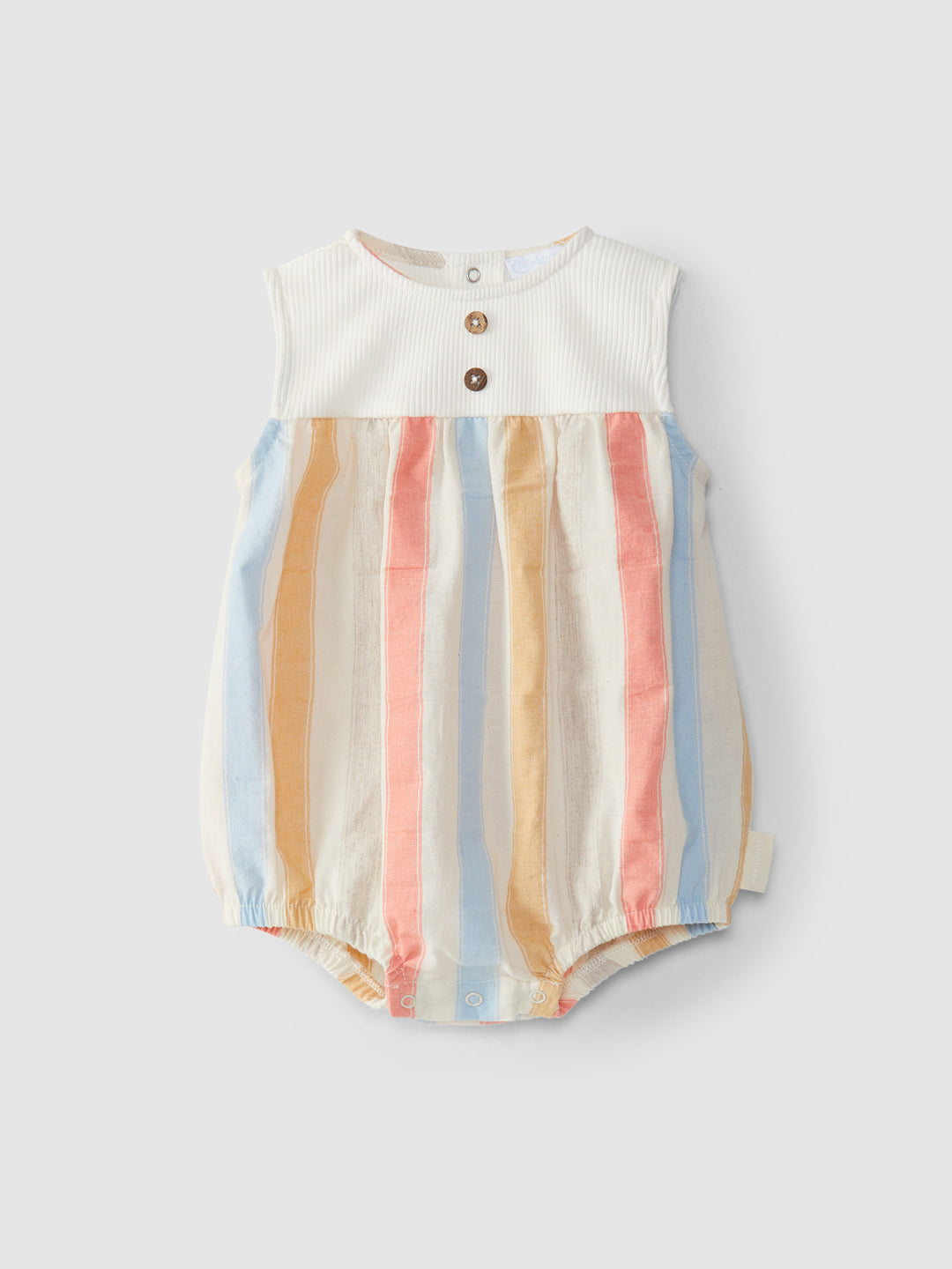 SS24 Laranjinha Baby Boys Beige Striped Romper