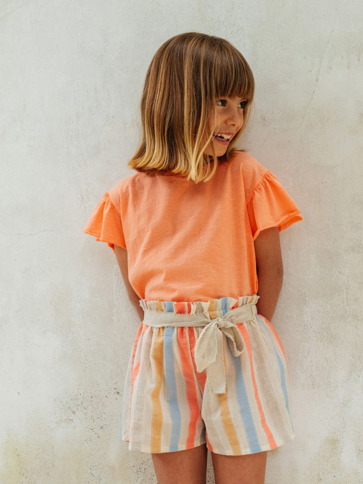 SS24 Laranjinha Girls Striped Shorts