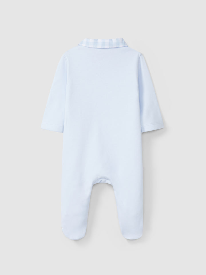 AW24 Laranjinha Baby Boy Blue & White Check Babygrow I4023