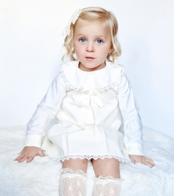 AW24 Lor Miral Girls Cream Pinafore Dress 42418