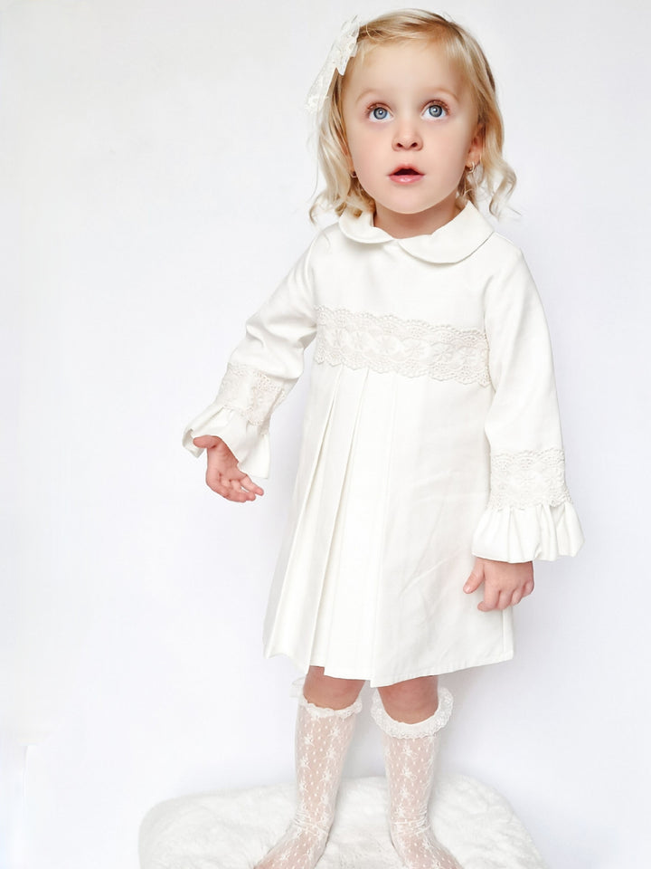 AW24 Lor Miral Girls Cream Lace Dress 42417