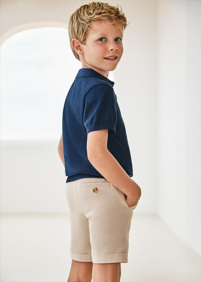 SS24 Mayoral Boys Camel Linen Shorts 3267