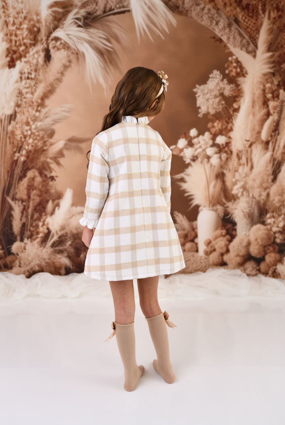 AW24 Rochy Girls Camel & White Dress