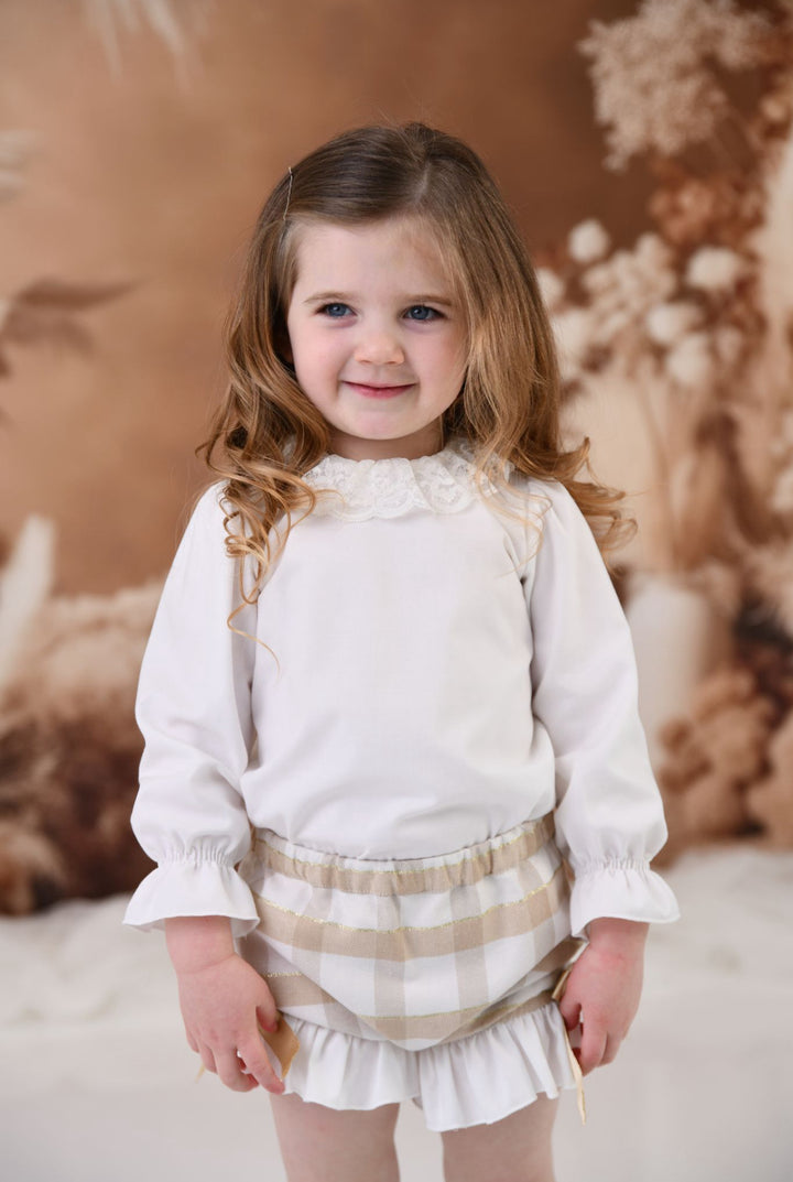 AW24 Rochy Girls Camel White Check Jampants Set