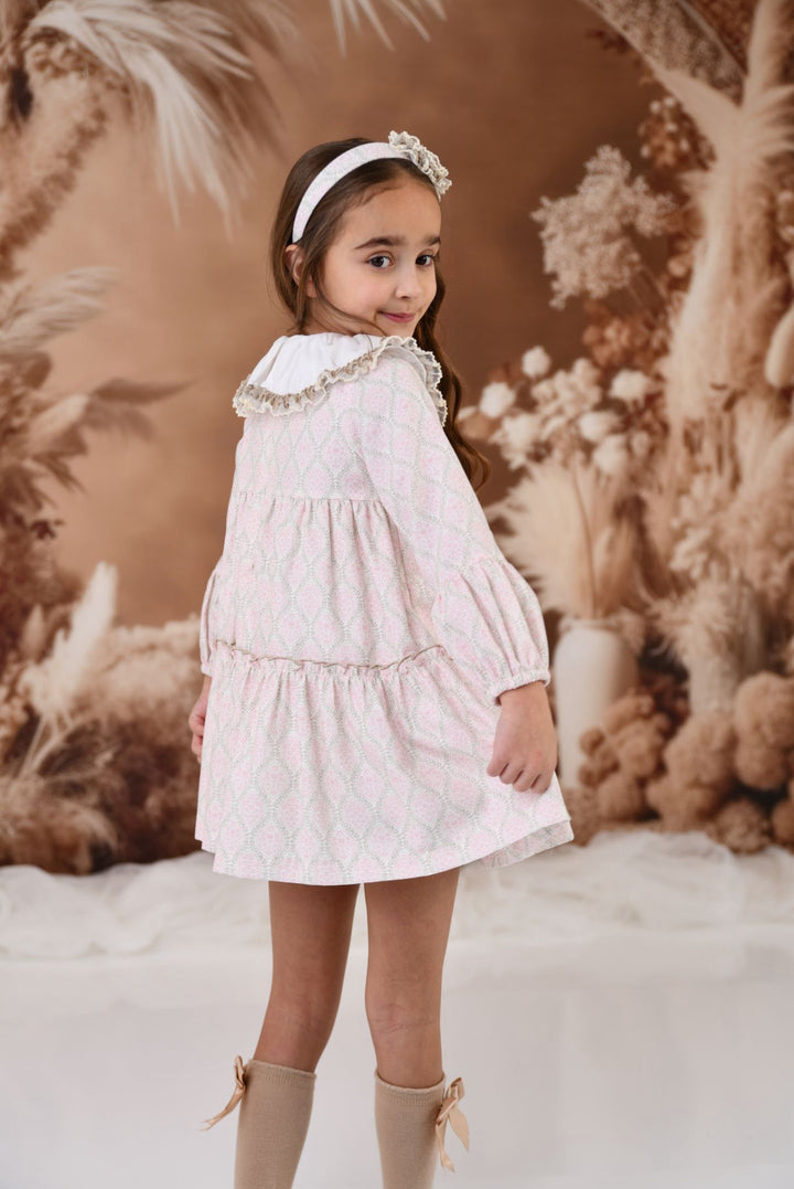 AW24 Rochy Girls Pink & Camel Bow Dress