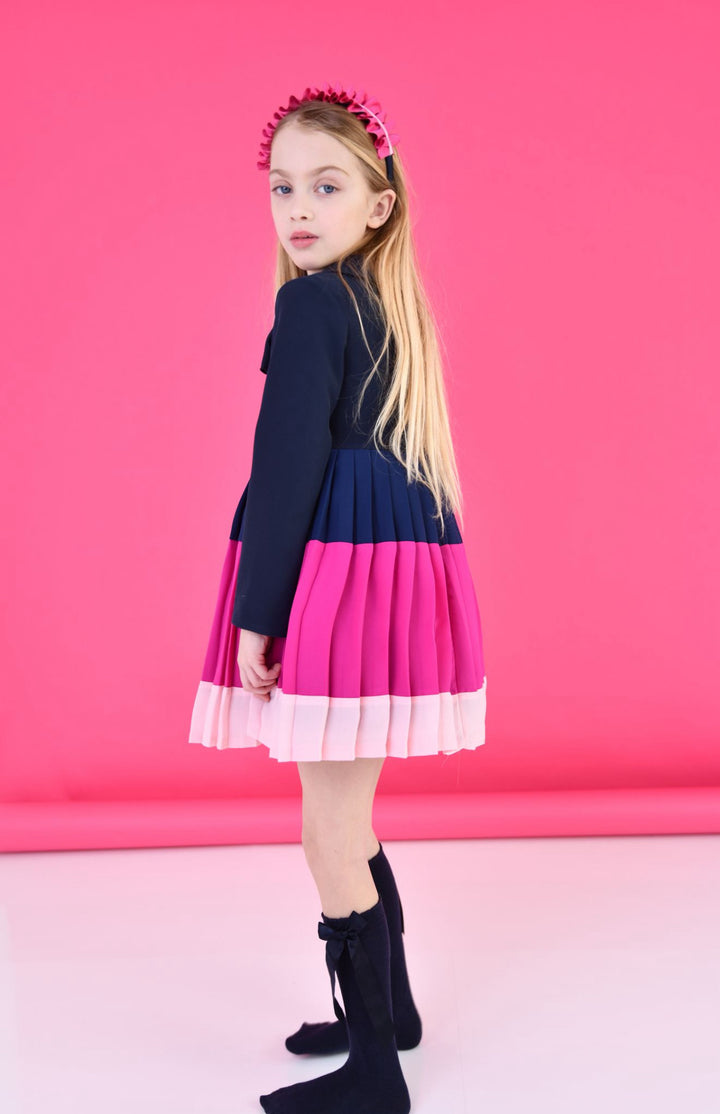 AW24 Rochy Girls Navy Blue & Pink Dress