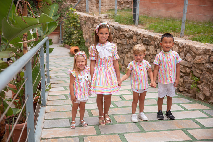 SS24 Rochy Boys Rainbow Stripe Shorts Set