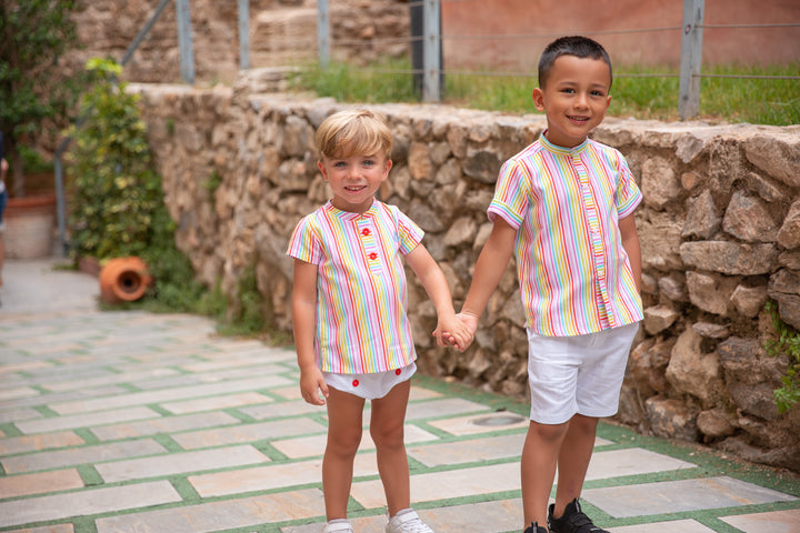 SS24 Rochy Boys Rainbow Stripe Shorts Set