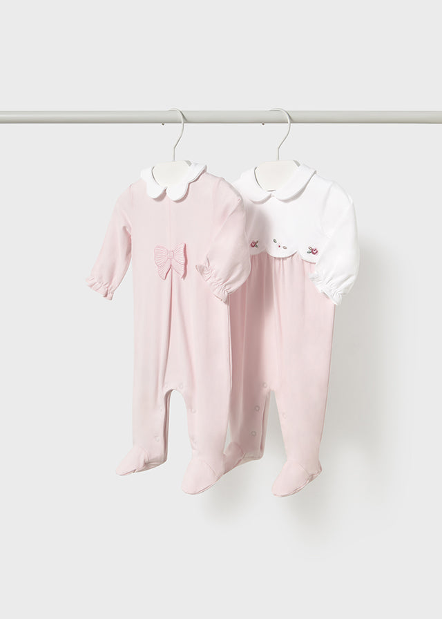 SS25 Mayoral Baby Girl Pink Two-Piece Babygrow Set 1751