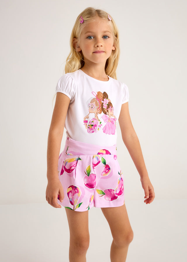 SS25 Mayoral Girls Lilac Cherry Shorts Set 3003 & 3905