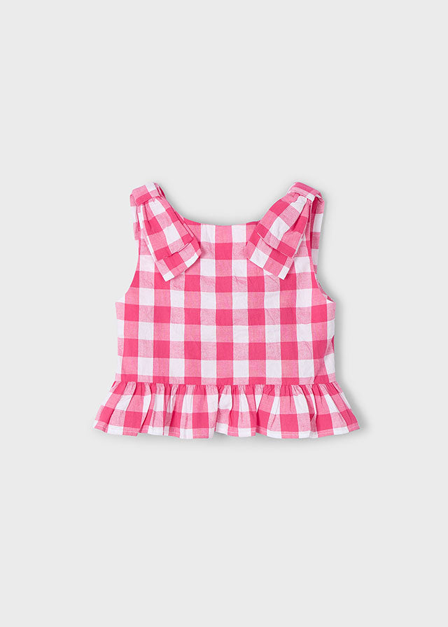 SS25 Mayoral Girls Pink & White Gingham Short Set 3023 & 607