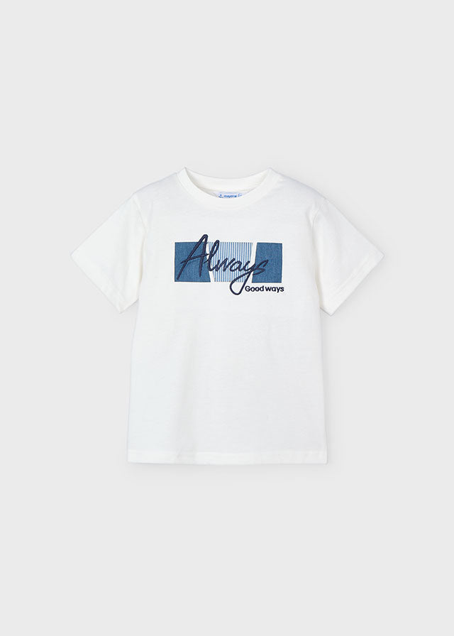 SS25 Mayoral Boys White Cotton T-Shirt 3025