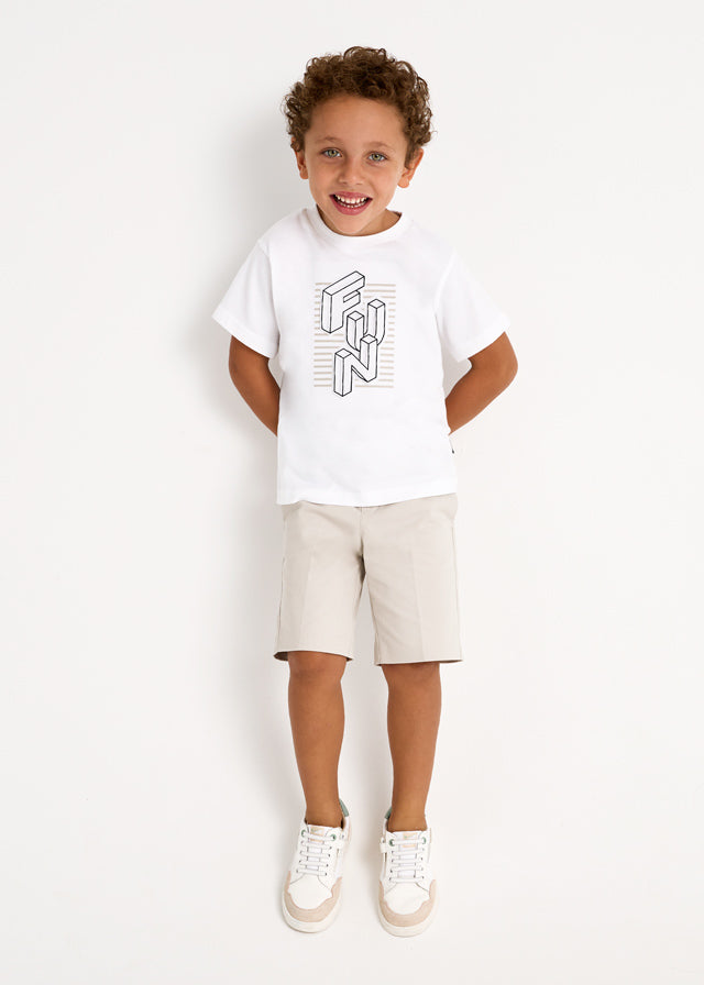 SS25 Mayoral Boys White 'Fun' Cotton T-Shirt 3027