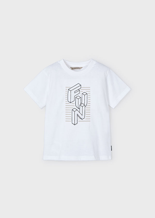 SS25 Mayoral Boys White 'Fun' Cotton T-Shirt 3027