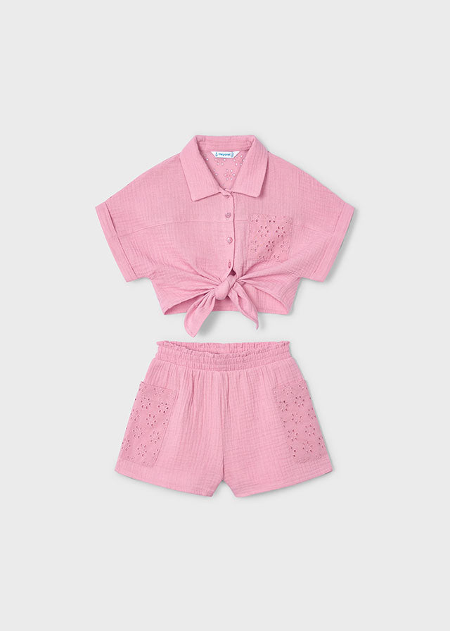 SS25 Mayoral Girls Pink Skirt Set 3210