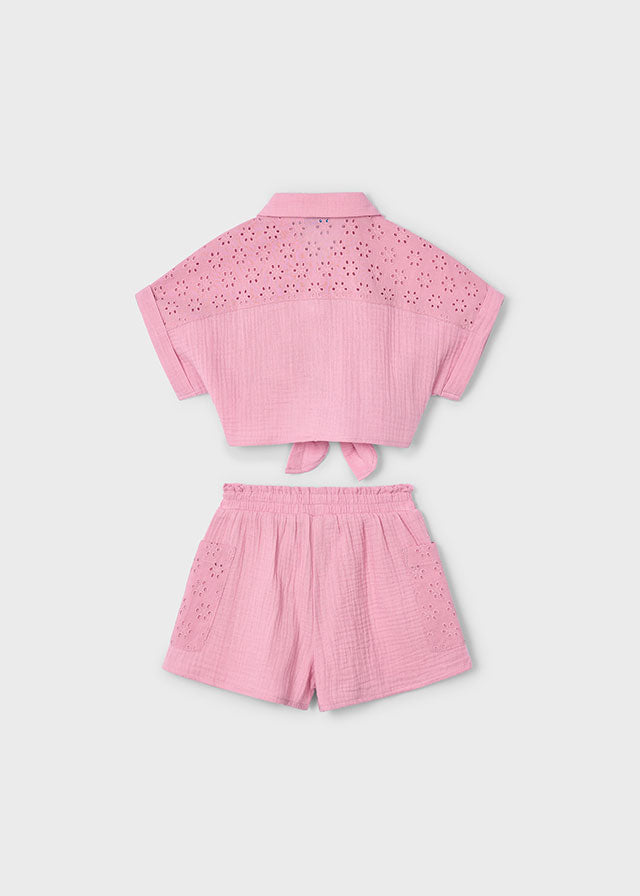 SS25 Mayoral Girls Pink Skirt Set 3210