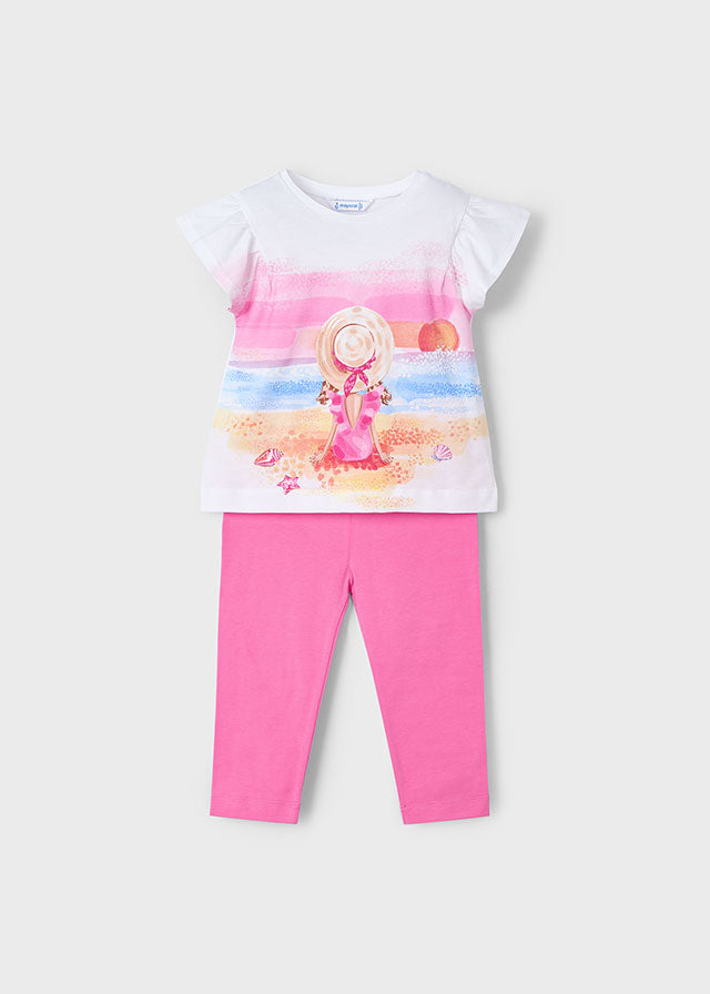 SS25 Mayoral Girls Pink Beach Leggings Set 3711