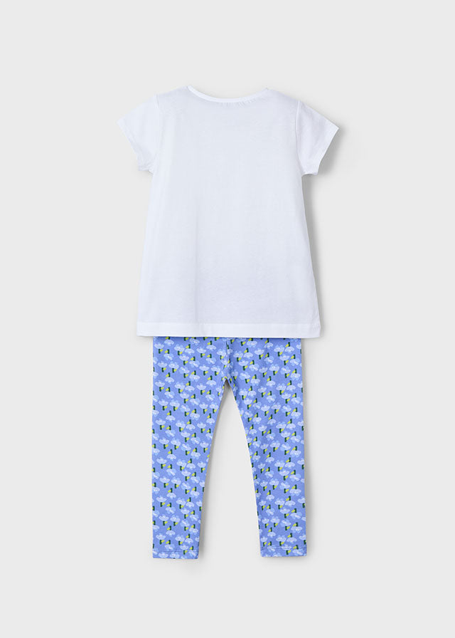 SS25 Mayoral Girls Blue Flower Leggings Set 3713