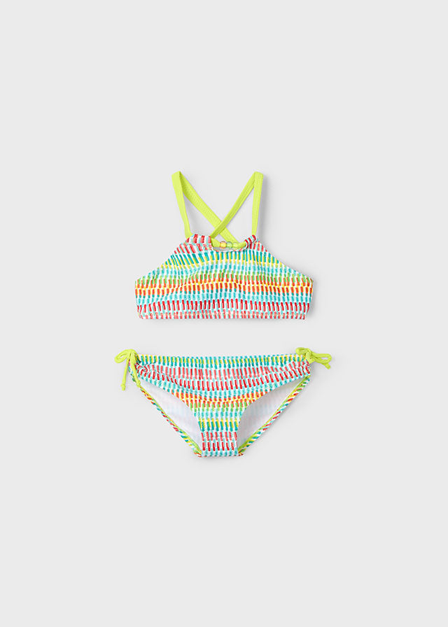 SS25 Mayoral Girls Green Striped Bikini 3715