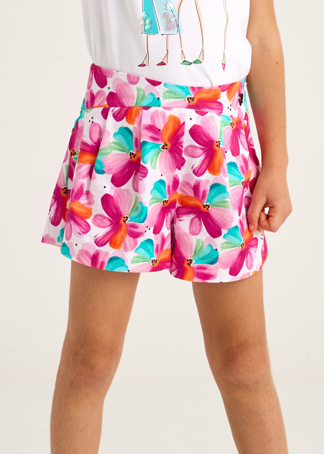 SS25 Mayoral Girls Pink & Turquoise Floral Print Shorts 3004 & 3905