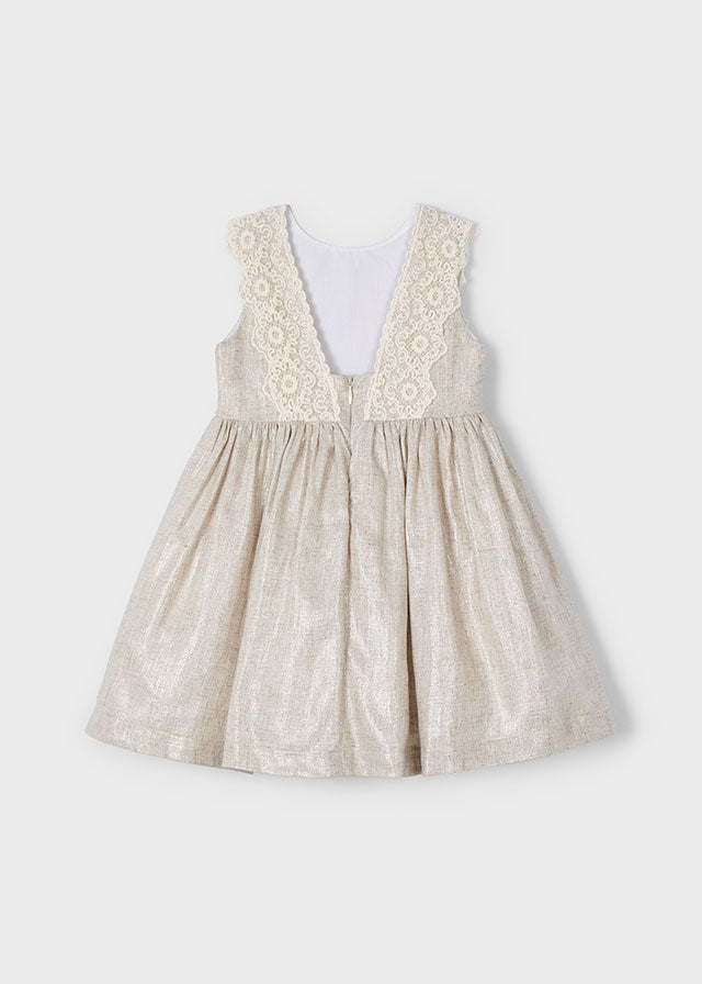 SS25 Mayoral Girls Camel Lace Dress 3910