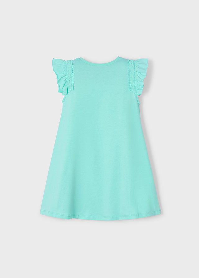 SS25 Mayoral Girls Turquoise Ice Cream Dress & Bag 3940