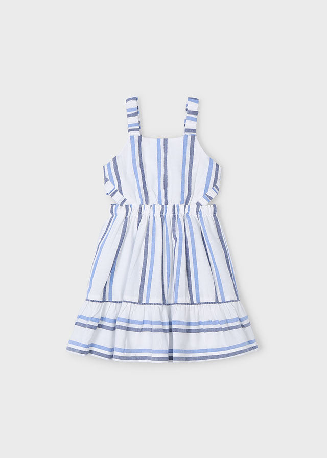 SS25 Mayoral Girls Blue & White Stripe Dress 3965