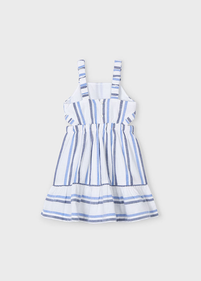 SS25 Mayoral Girls Blue & White Stripe Dress 3965