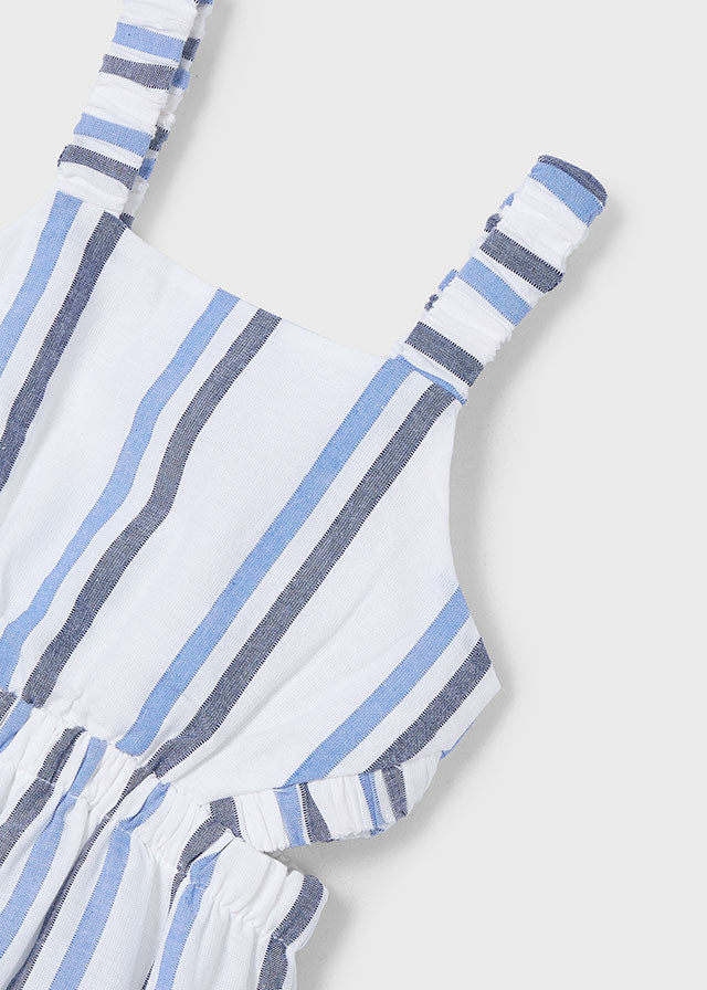 SS25 Mayoral Girls Blue & White Stripe Dress 3965