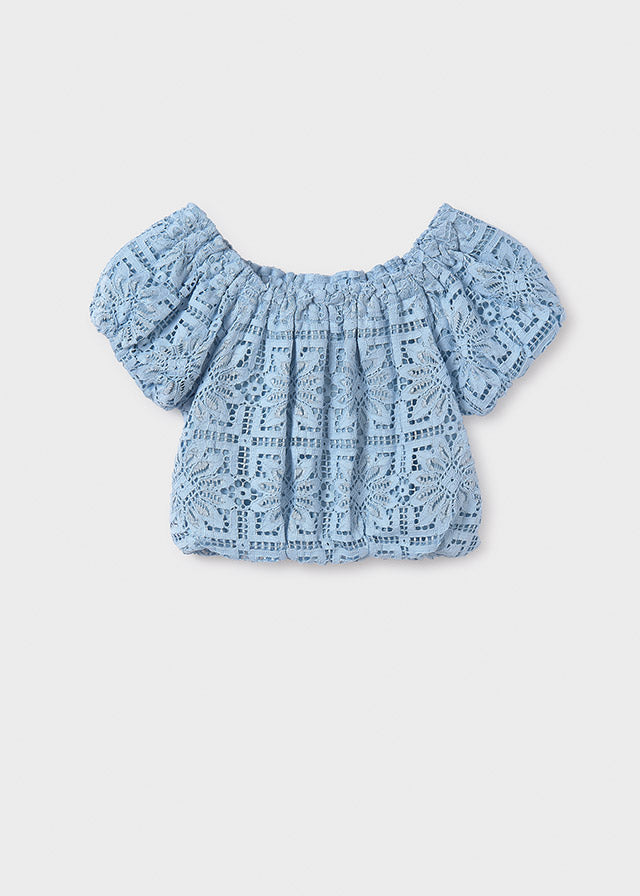 SS25 Mayoral Girls Blue Lace Shorts Set 6151 & 6213