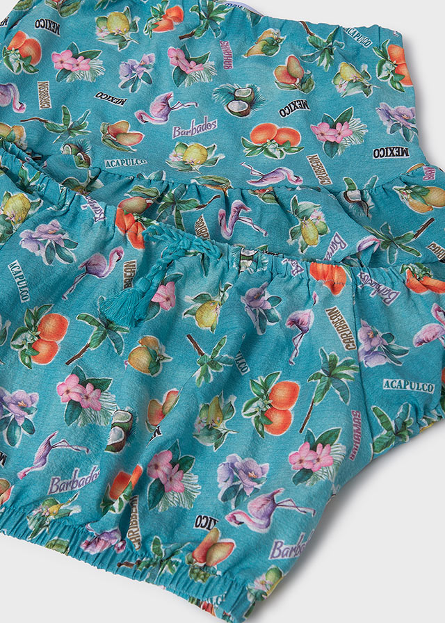 SS25 Mayoral Older Girls Turquoise Tropical Shorts Set 6989