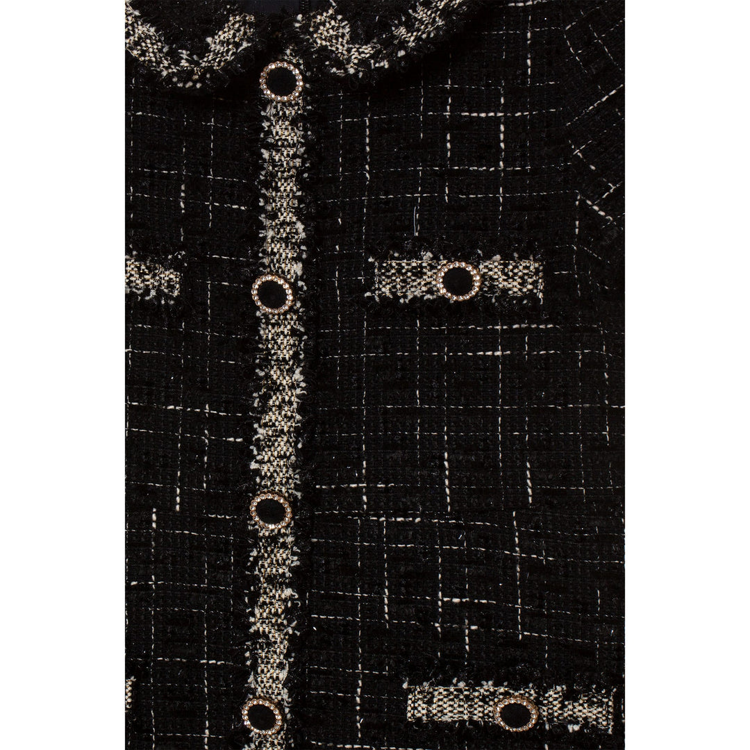 AW24 Patachou Girls Black & Gold Tweed Dress