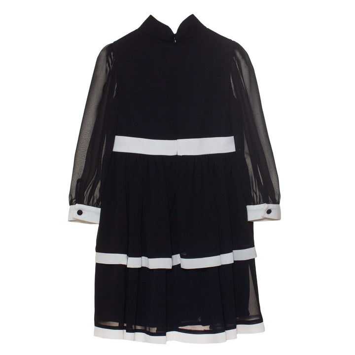 AW24 Patachou Girls Black & Ivory Bow Chiffon Dress