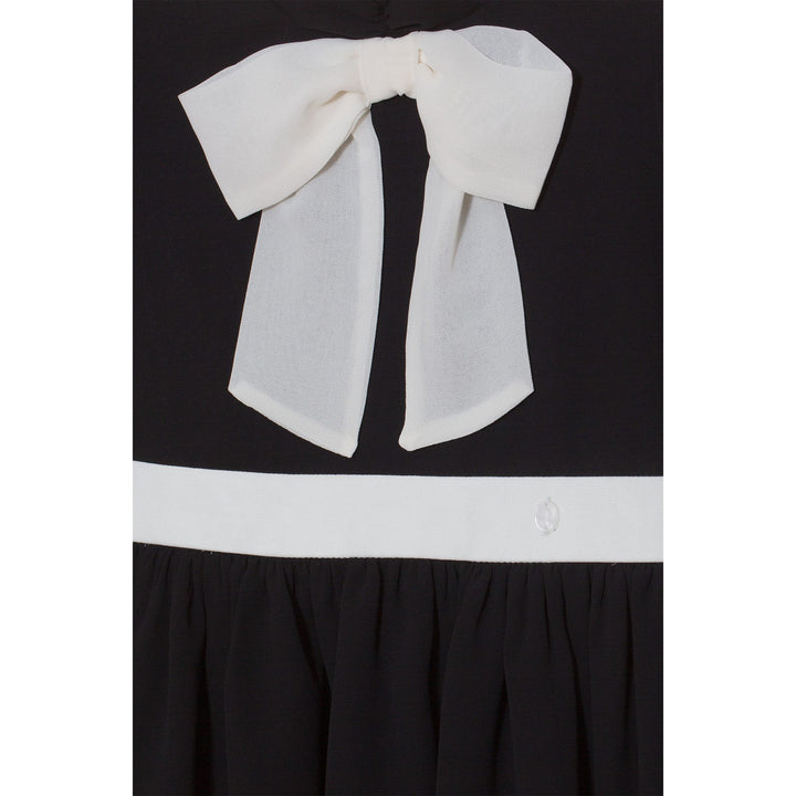 AW24 Patachou Girls Black & Ivory Bow Chiffon Dress