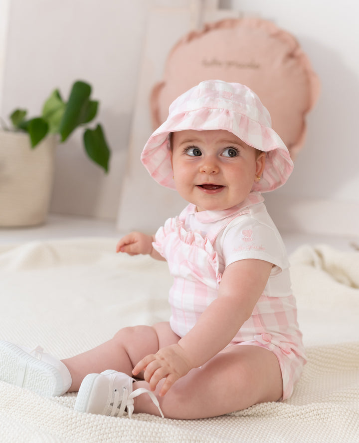 SS24 Tutto Piccolo Baby Girls Pink & White Check Romper