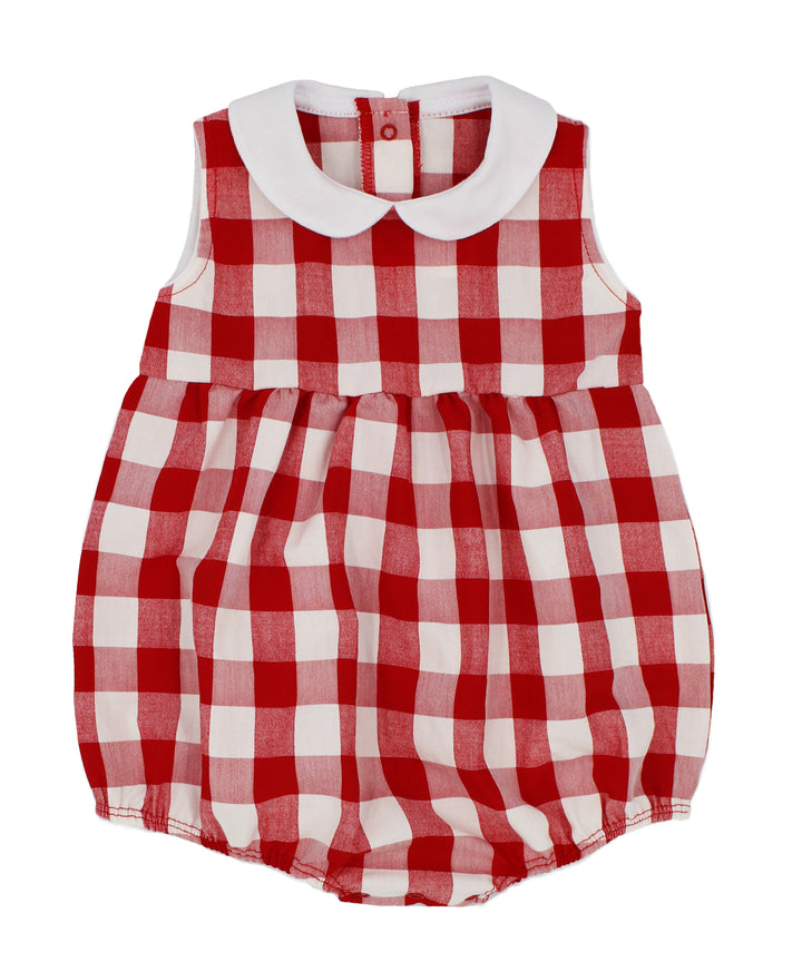 SS24 Rapife Baby Red Check Peter Pan Collar Romper