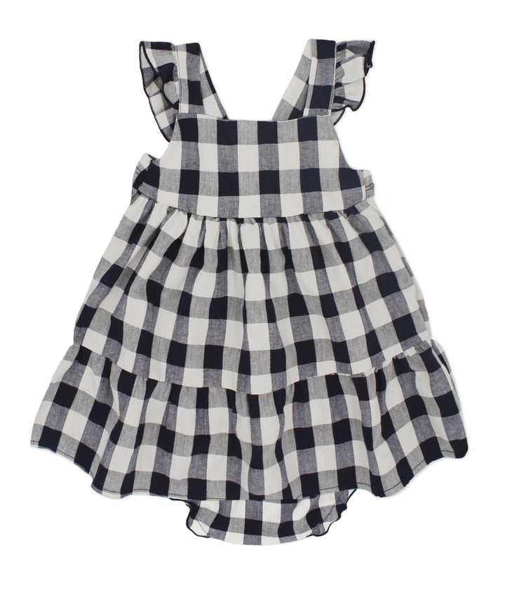 SS24 Rapife Girls Navy Blue & White Check Dress