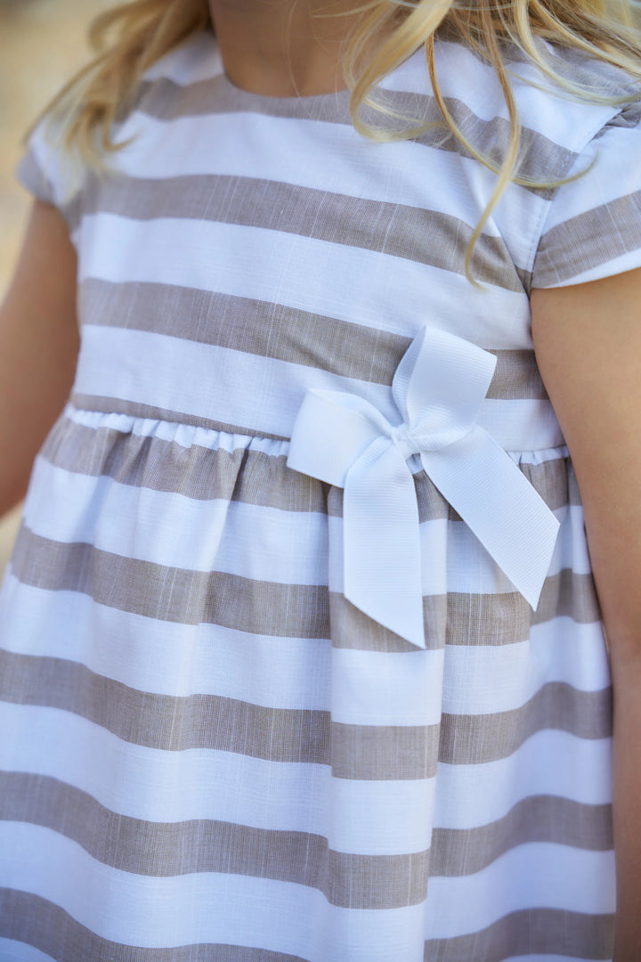 SS24 Rapife Girls Camel & White Stripe Dress