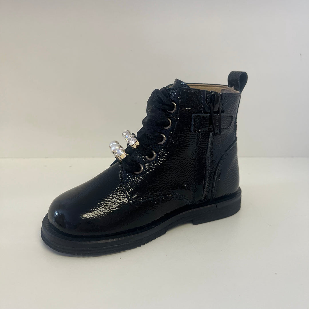 Andanines Girls Black Diamante Boots