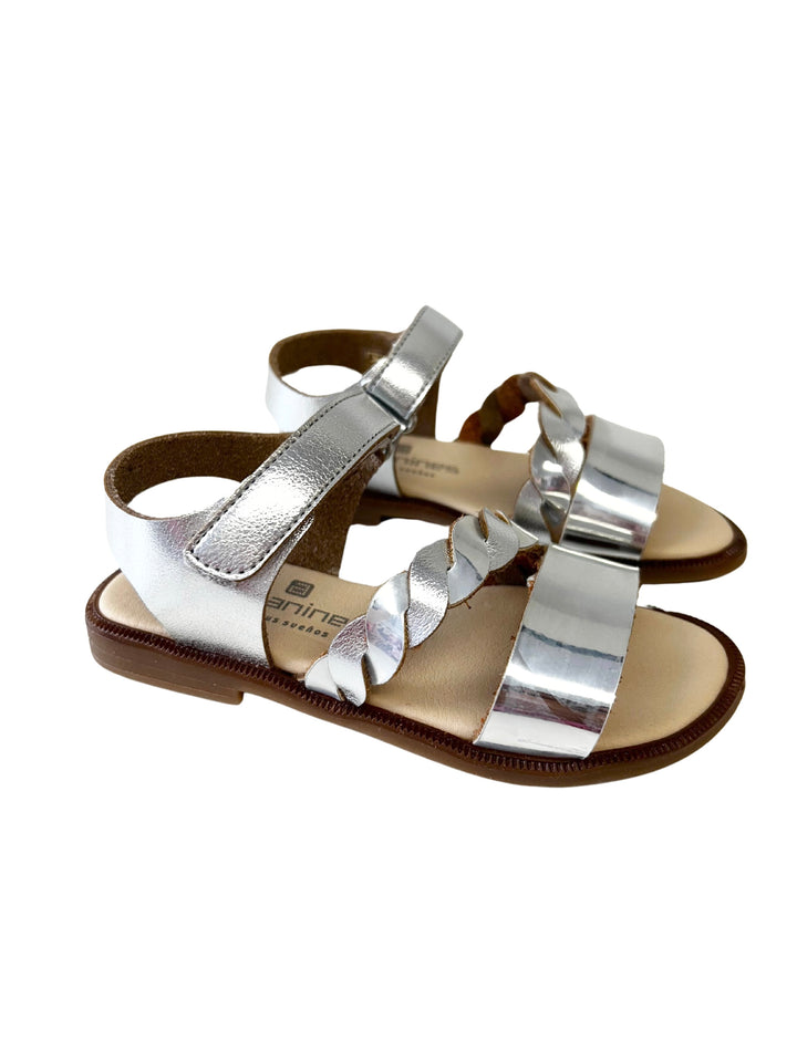 Andanines Girls Silver Plait Sandals