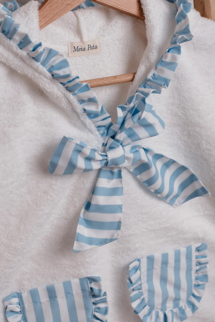 SS25 Meia Pata Girls Blue & White Stripe Beach Cover-Up