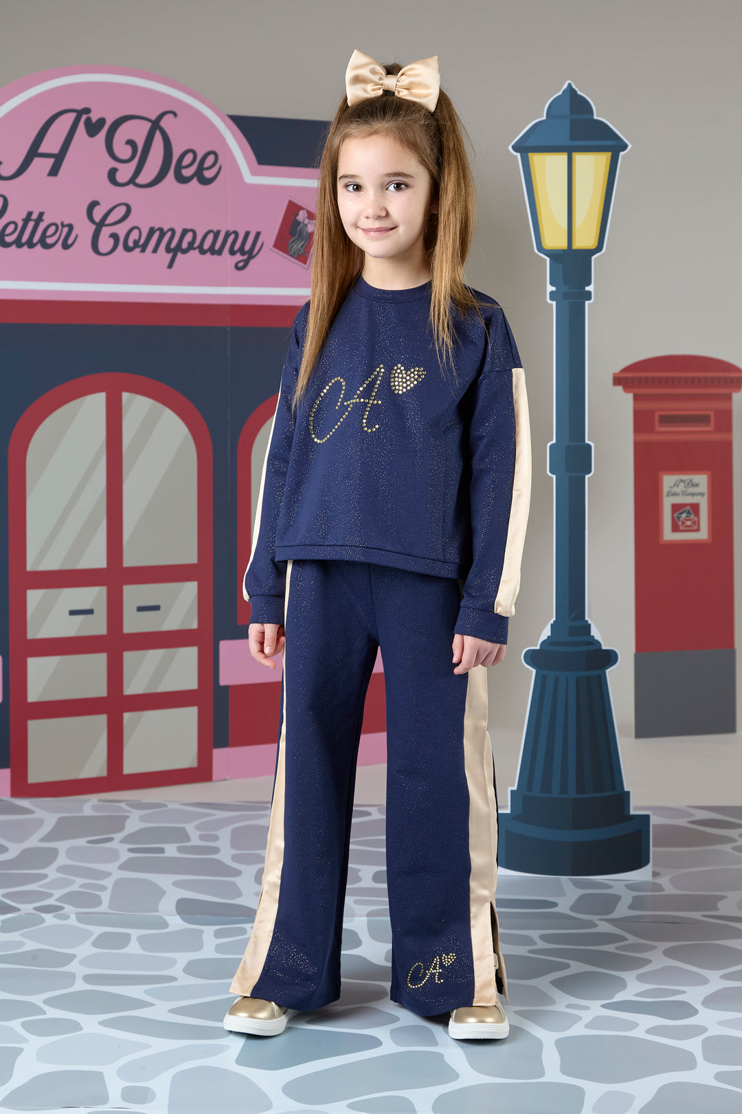 AW24 A Dee Girls With Love Rachel Navy Bow Tracksuit