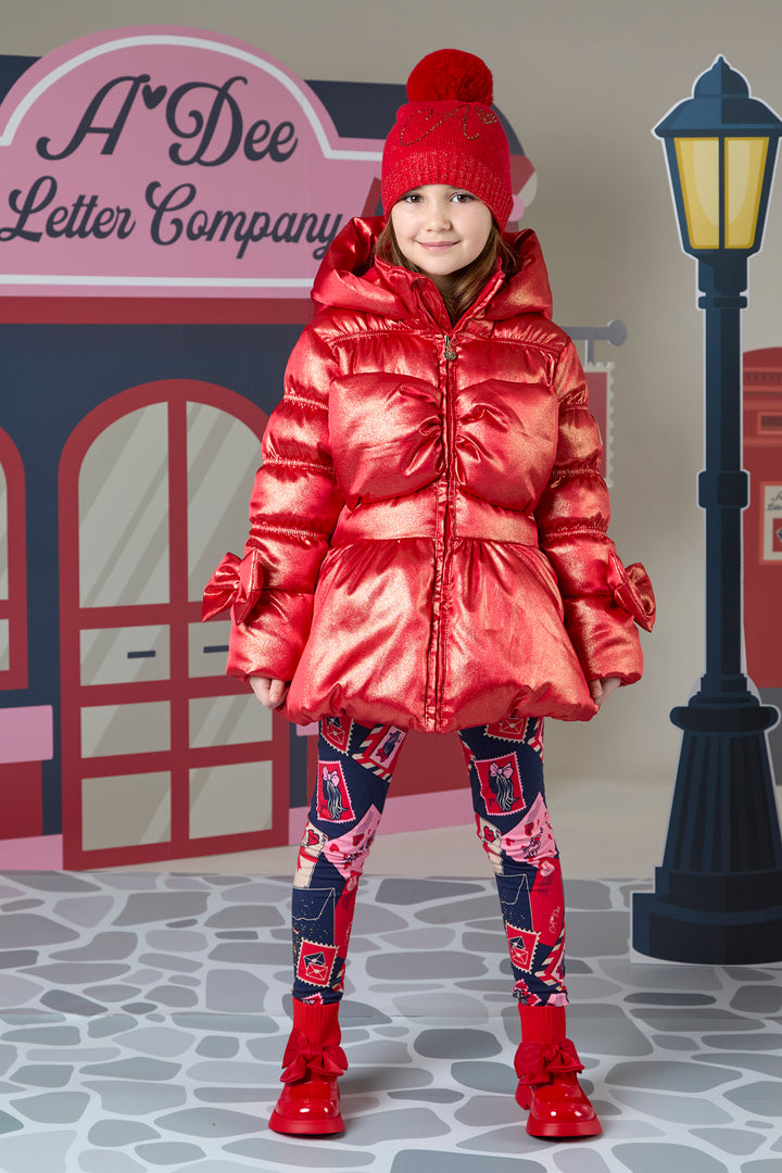 AW24 A Dee Girls With Love Rihanon Red Glitter Bow Coat