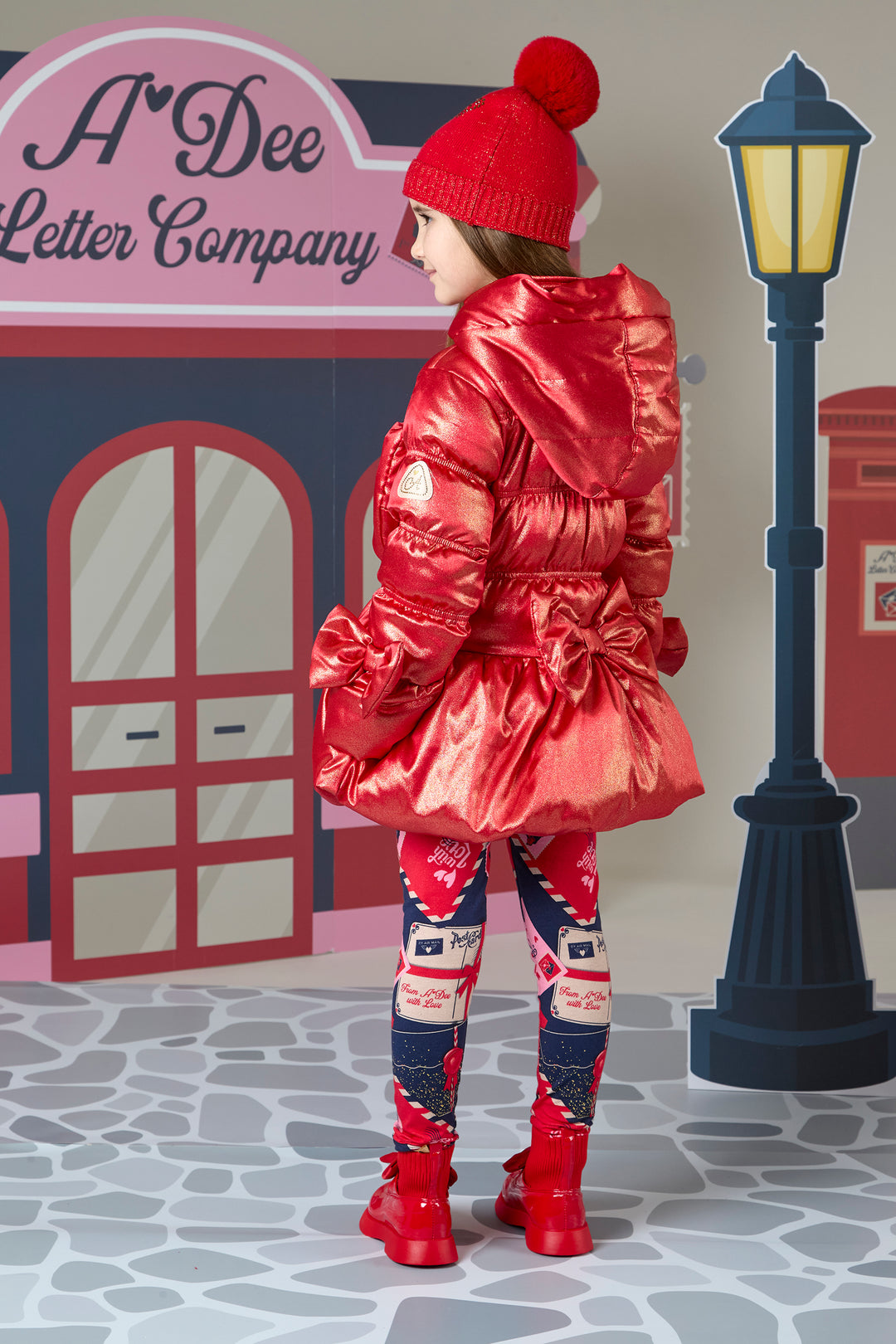 AW24 A Dee Girls With Love Rihanon Red Glitter Bow Coat